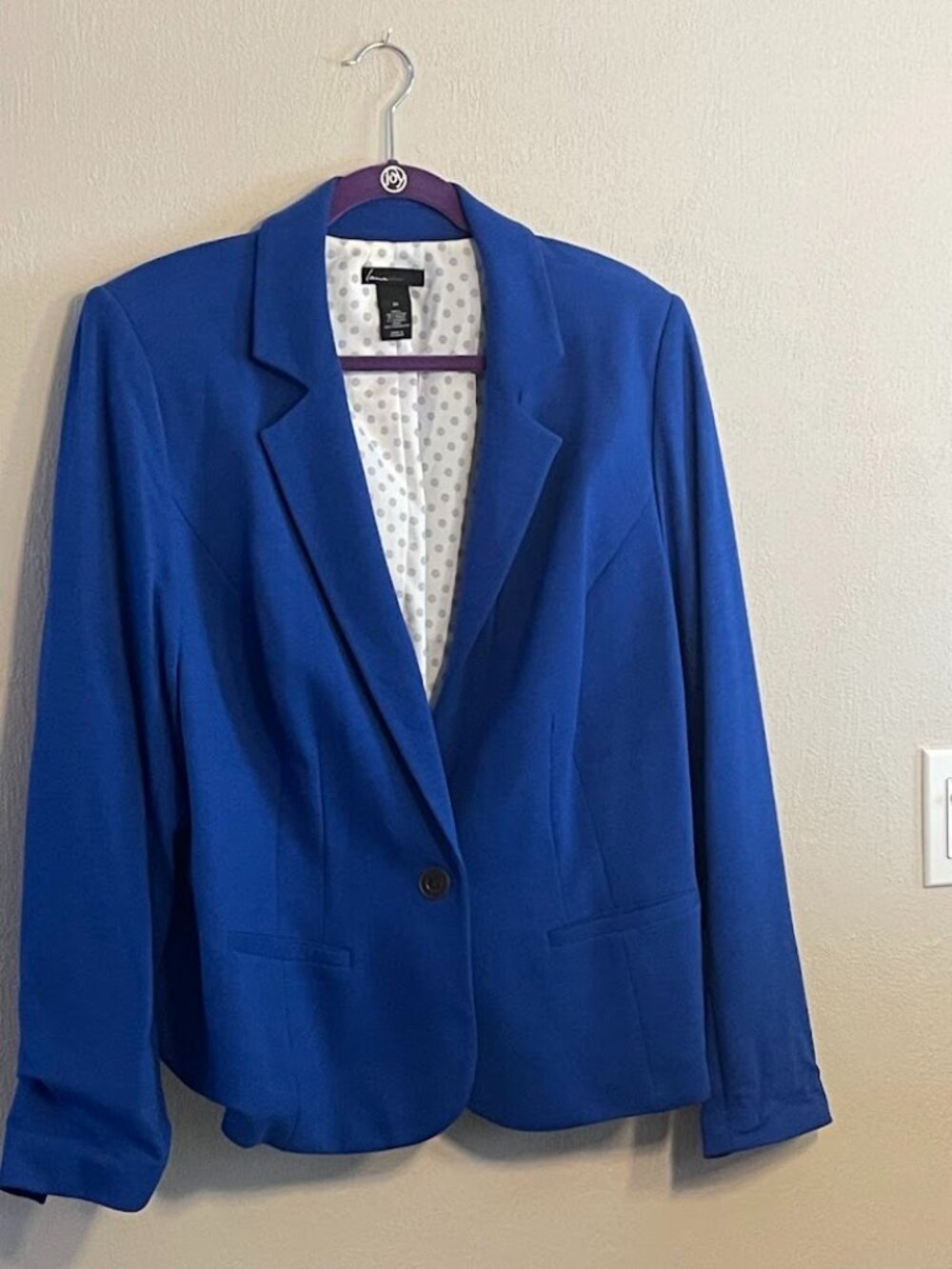 Lane Bryant Cobalt Blue Jersey Knit Blazer Size 20 One Button Career Jacket